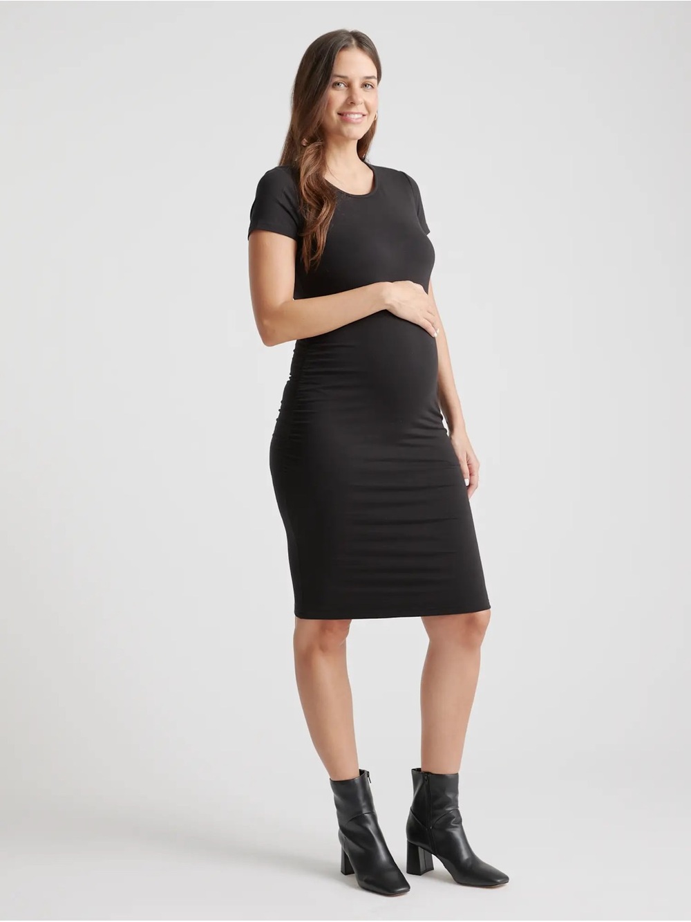 Quince Black Maternity Bodycon Midi Dress